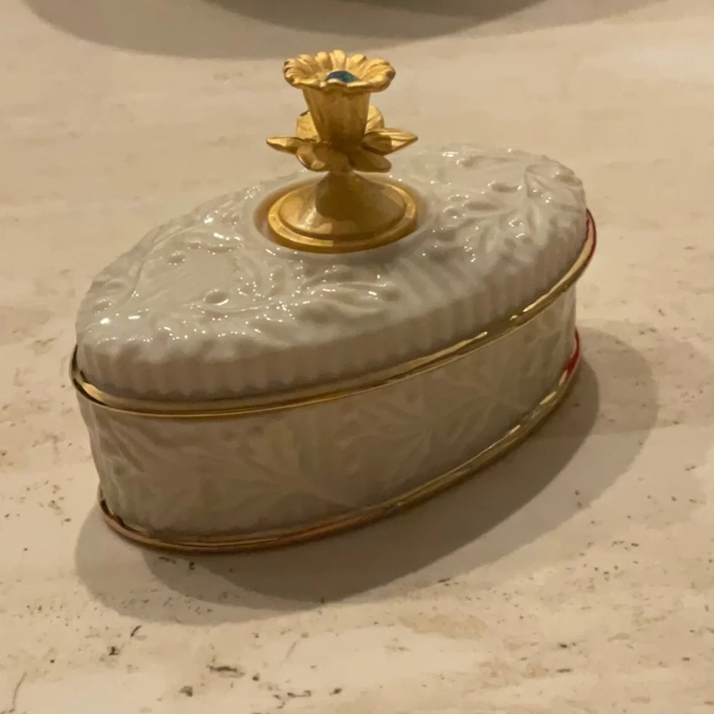 Lenox Trinket Box 1999 Aquamarine Gem Stone March Birthstone Collection Vintage - Picture 4 of 14